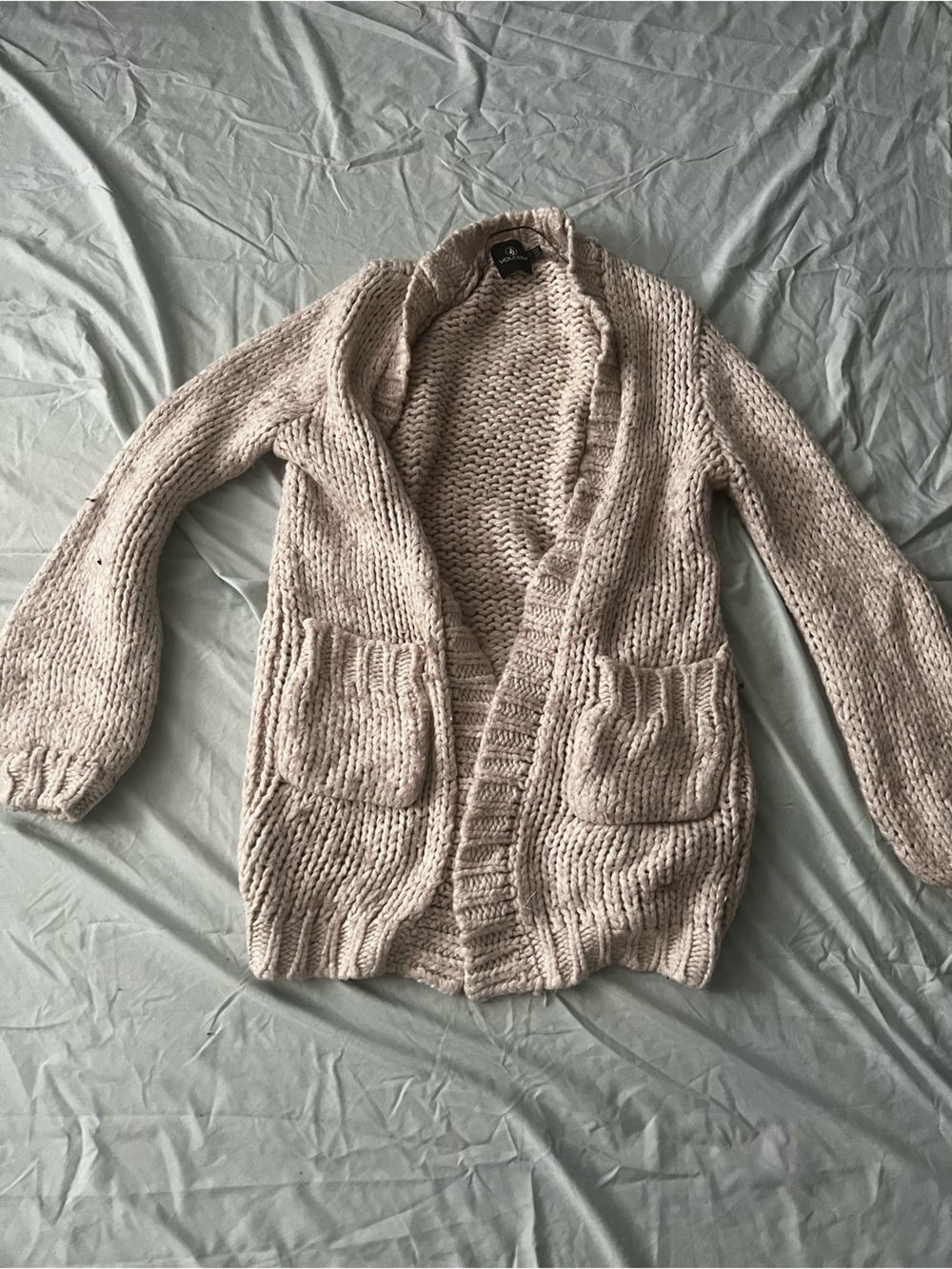 Volcom Cozy Chunky Knit Open-Front Sweater Cardigan - Cream